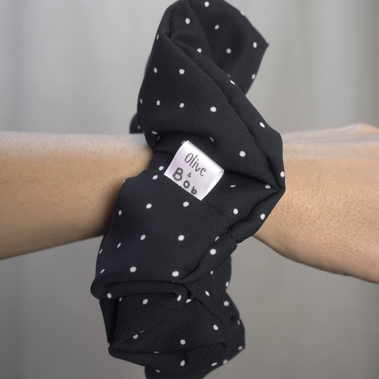 Black with white spots scrunchie