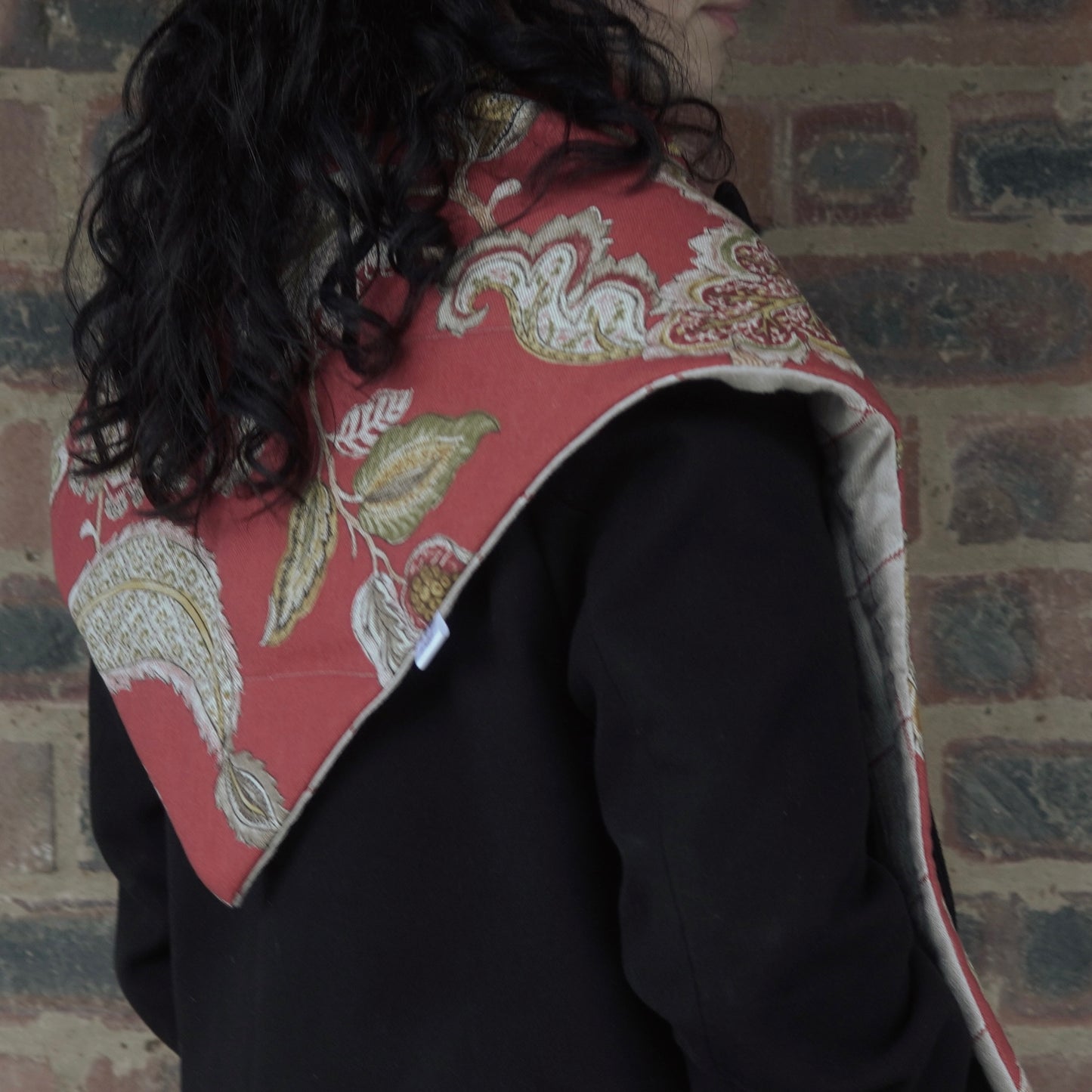Handmade Autumn Vine Shawl with intricate vine patterns in soft, breathable fabric, perfect for layering.
